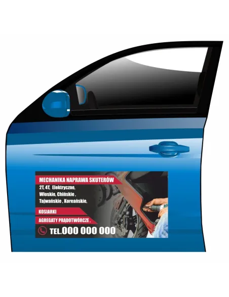 Magnes na samochód reklama magnetyczna mechanika naprawa skuterów