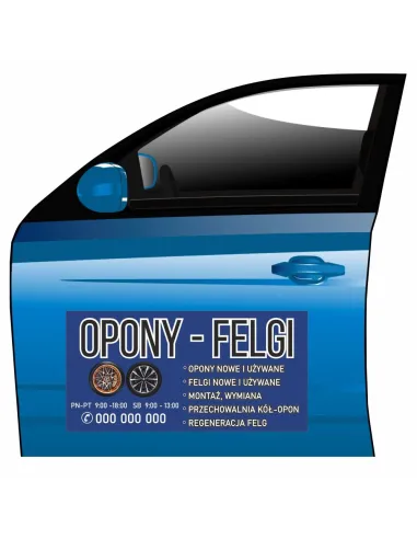 Magnes na samochód reklama magnetyczna opony - felgi