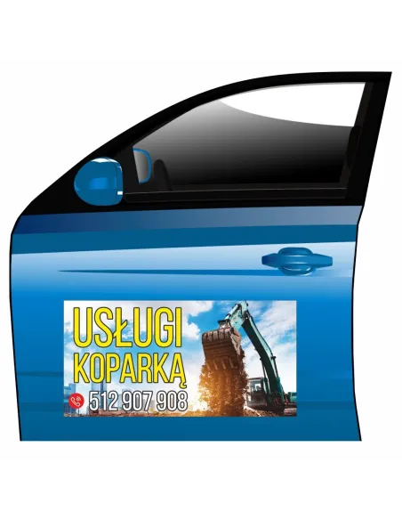 Magnes na samochód reklama magnetyczna usługi koparką