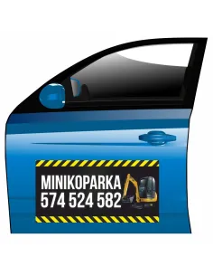 Magnes na samochód reklama magnetyczna minikoparka