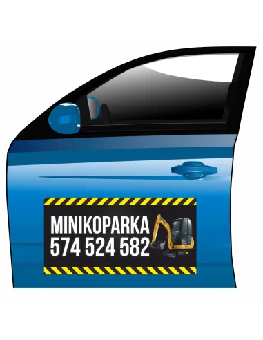 Magnes na samochód reklama magnetyczna minikoparka