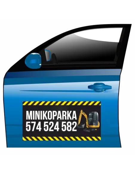 Magnes na samochód reklama magnetyczna minikoparka
