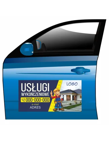 Magnes na samochód reklama magnetyczna usługi wykończeniowe
