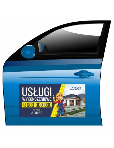 Magnes na samochód reklama magnetyczna usługi wykończeniowe