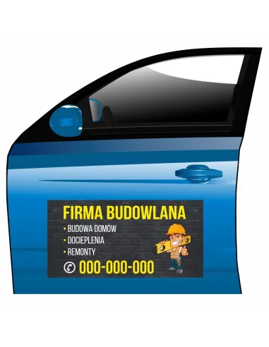 Magnes na samochód reklama magnetyczna firma budowlana