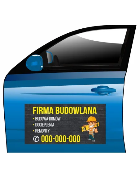 Magnes na samochód reklama magnetyczna firma budowlana