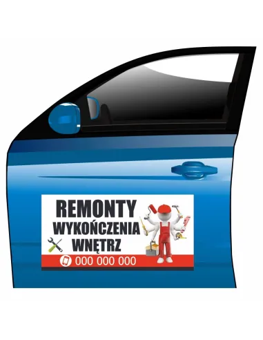 Magnes na samochód reklama magnetyczna remonty wykończenia wnętrz