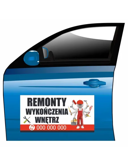 Magnes na samochód reklama magnetyczna remonty wykończenia wnętrz
