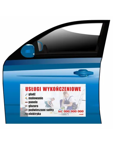Magnes na samochód reklama magnetyczna usługi wykończeniowe