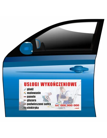 Magnes na samochód reklama magnetyczna usługi wykończeniowe