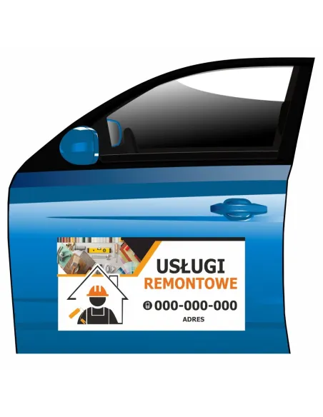 Magnes na samochód reklama magnetyczna usługi remontowe