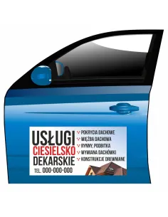 Magnes na samochód reklama magnetyczna usługi ciesielsko dekarskie