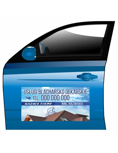 Magnes na samochód reklama magnetyczna usługi blacharsko dekarskie
