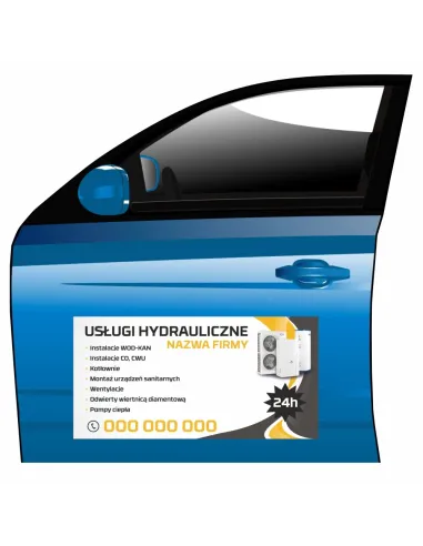 Magnes na samochód reklama magnetyczna usługi hydrauliczne