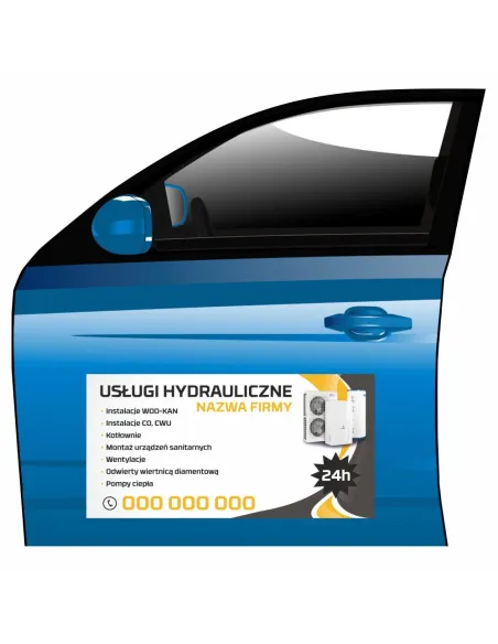 Magnes na samochód reklama magnetyczna usługi hydrauliczne