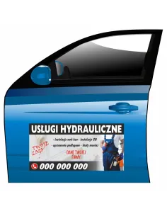 Magnes na samochód reklama magnetyczna usługi hydrauliczne