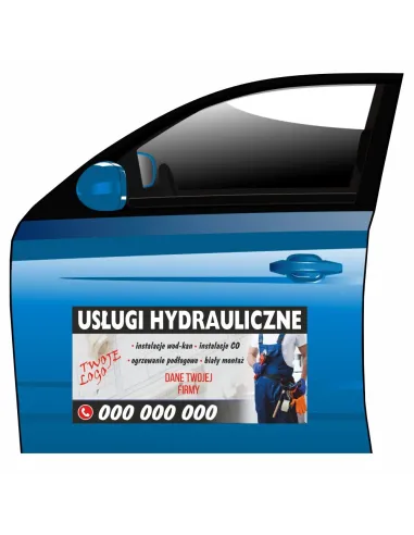 Magnes na samochód reklama magnetyczna usługi hydrauliczne