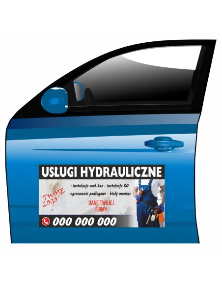 Magnes na samochód reklama magnetyczna usługi hydrauliczne