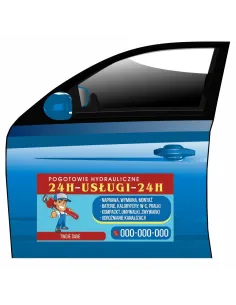 Magnes na samochód reklama magnetyczna pogotowie hydrauliczne