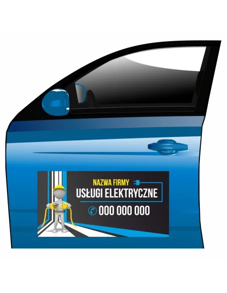 Magnes na samochód reklama magnetyczna usługi elektryczne