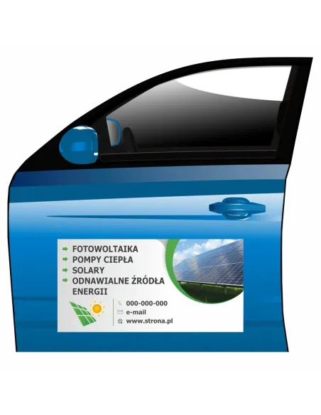 Magnes na samochód reklama magnetyczna fotowoltaika pompy ciepła solary odnawialne źródła energii