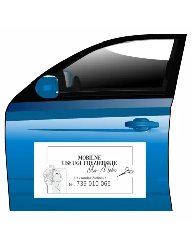 Magnes na samochód reklama magnetyczna mobilne usługi fryzjerskie