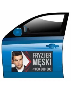 Magnes na samochód reklama magnetyczna fryzjer męski
