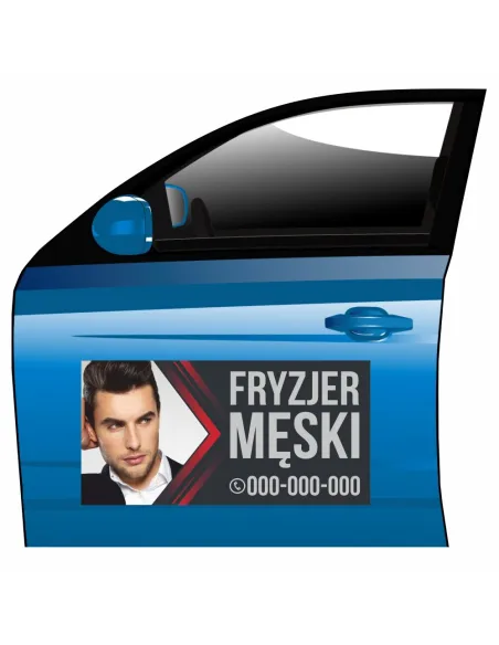 Magnes na samochód reklama magnetyczna fryzjer męski