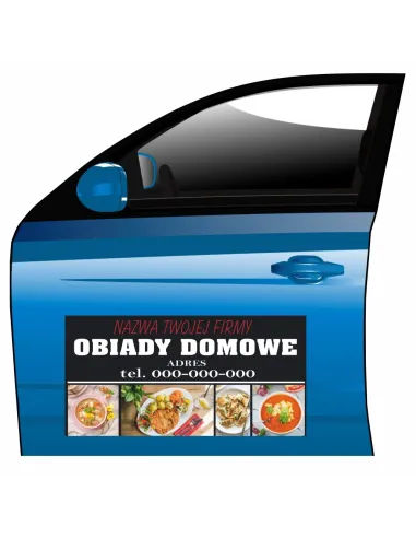 Magnes na samochód reklama magnetyczna obiady domowe