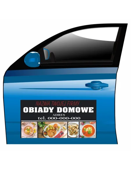 Magnes na samochód reklama magnetyczna obiady domowe
