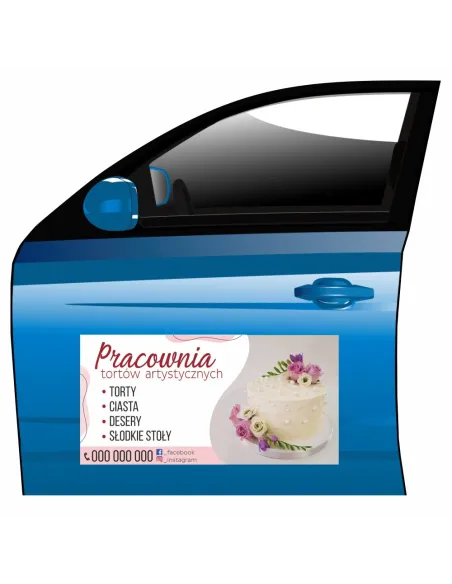 Magnes na samochód reklama magnetyczna pracownia tortów artystycznych