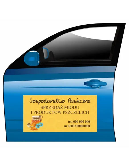 Magnes na samochód reklama magnetyczna gospodarstwo pasieczne