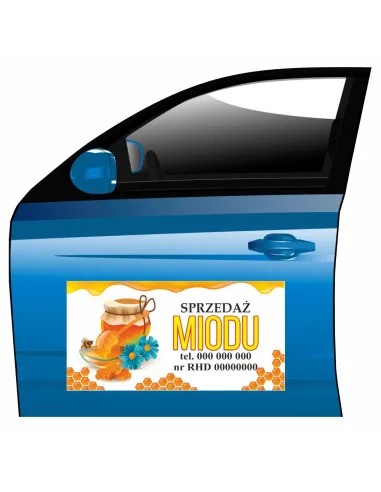 Magnes na samochód reklama magnetyczna sprzedaż miodu