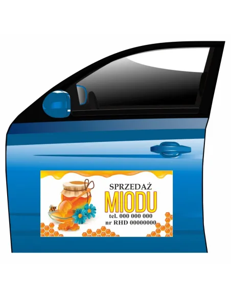 Magnes na samochód reklama magnetyczna sprzedaż miodu