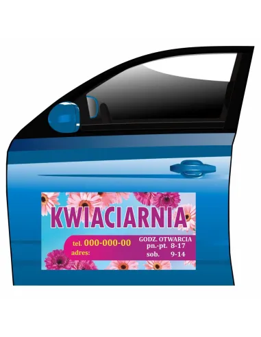 Magnes na samochód reklama magnetyczna kwiaciarnia