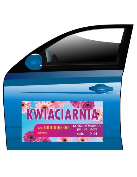 Magnes na samochód reklama magnetyczna kwiaciarnia