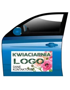 Magnes na samochód reklama magnetyczna kwiaciarnia logo
