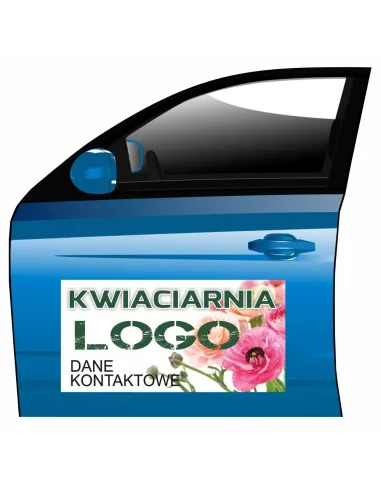 Magnes na samochód reklama magnetyczna kwiaciarnia logo