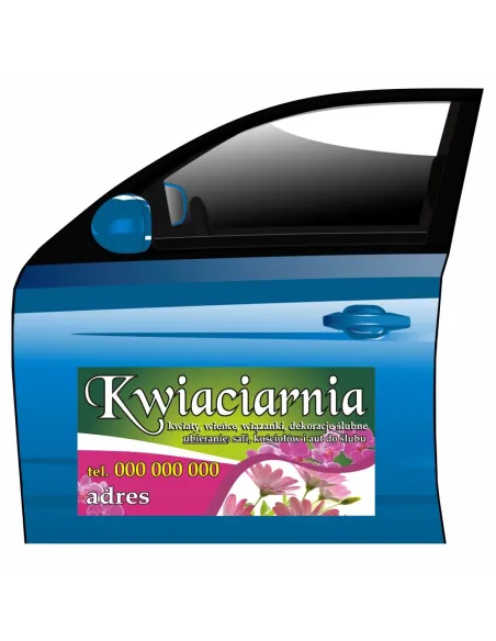 Magnes na samochód reklama magnetyczna kwiaciarnia