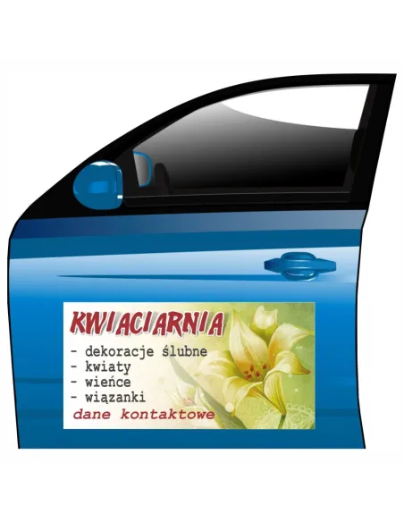 Magnes na samochód reklama magnetyczna kwiaciarnia
