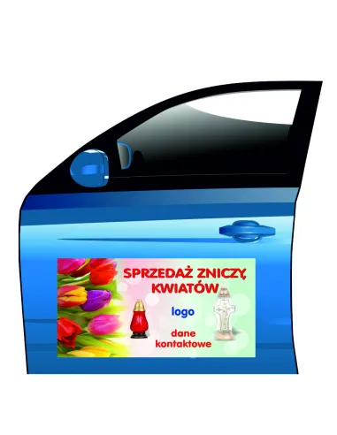 Magnes na samochód reklama magnetyczna sprzedaż zniczy, kwiatów