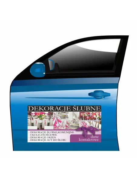 Magnes na samochód reklama magnetyczna dekoracje ślubne