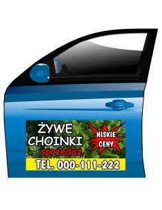 Magnes na samochód reklama magnetyczna żywe choinki