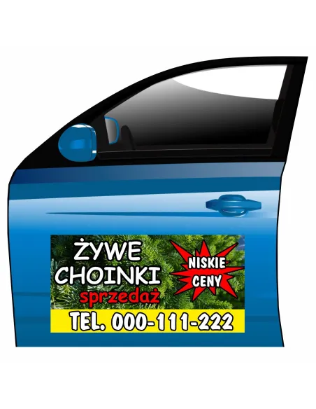 Magnes na samochód reklama magnetyczna żywe choinki