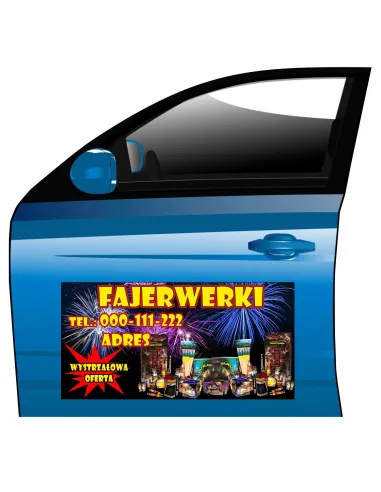 Magnes na samochód reklama magnetyczna fajerwerki