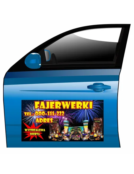 Magnes na samochód reklama magnetyczna fajerwerki