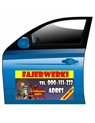 Magnes na samochód reklama magnetyczna fajerwerki