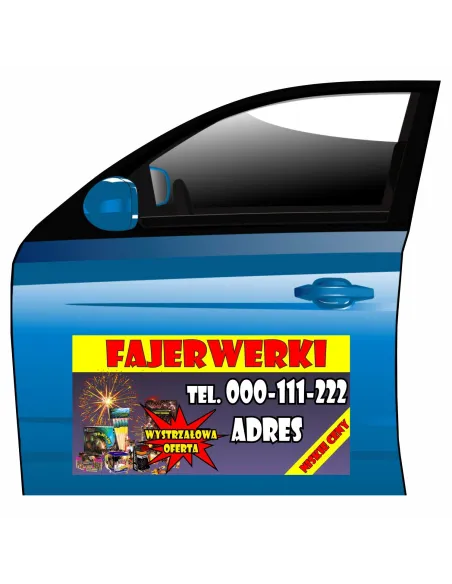 Magnes na samochód reklama magnetyczna fajerwerki