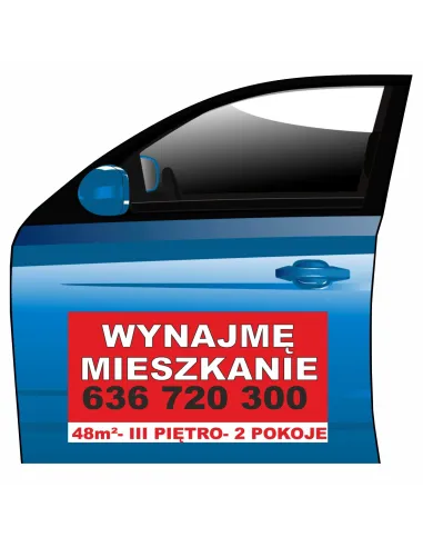 Magnes na samochód reklama magnetyczna wynajmę mieszkanie