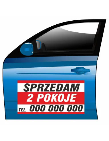 Magnes na samochód reklama magnetyczna sprzedam 2 pokoje